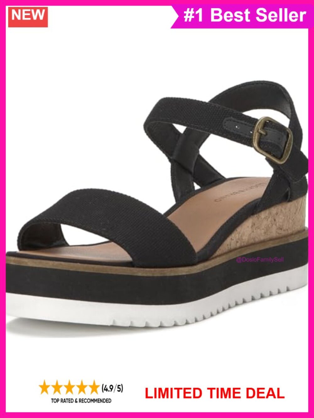 Temay Platform Wedge Sandals Cotton Leather Ankle Strap